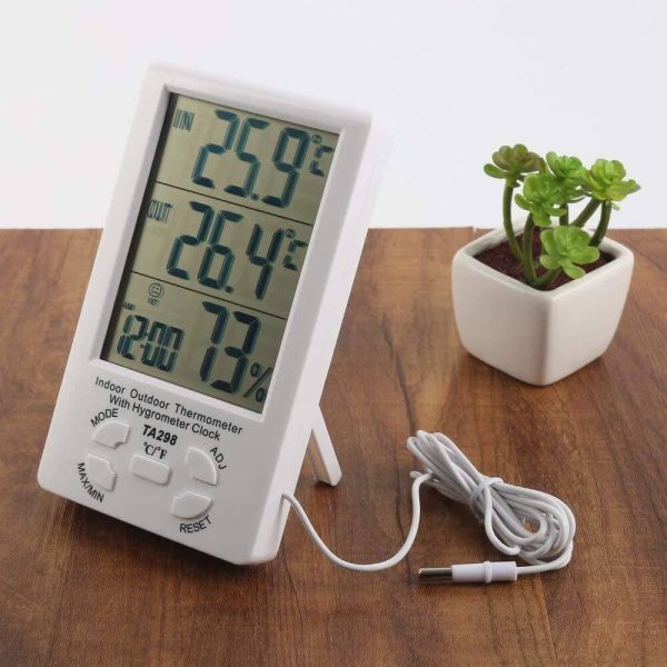 Best-Quality-TA298-Indoor-Outdoor-Digital-Thermometer-Hygrometer-With-Clock-1